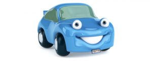 a cartoon car smiling